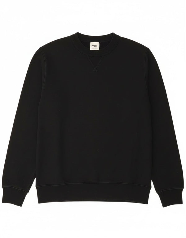 Zara Mens Sweatshirt Jumper Medium Black Cotton