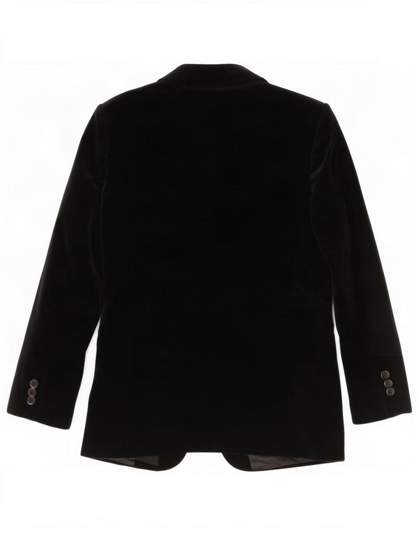 Jaqueta blazer feminina vintage de veludo com 3 botões Reino Unido 14 médio preto