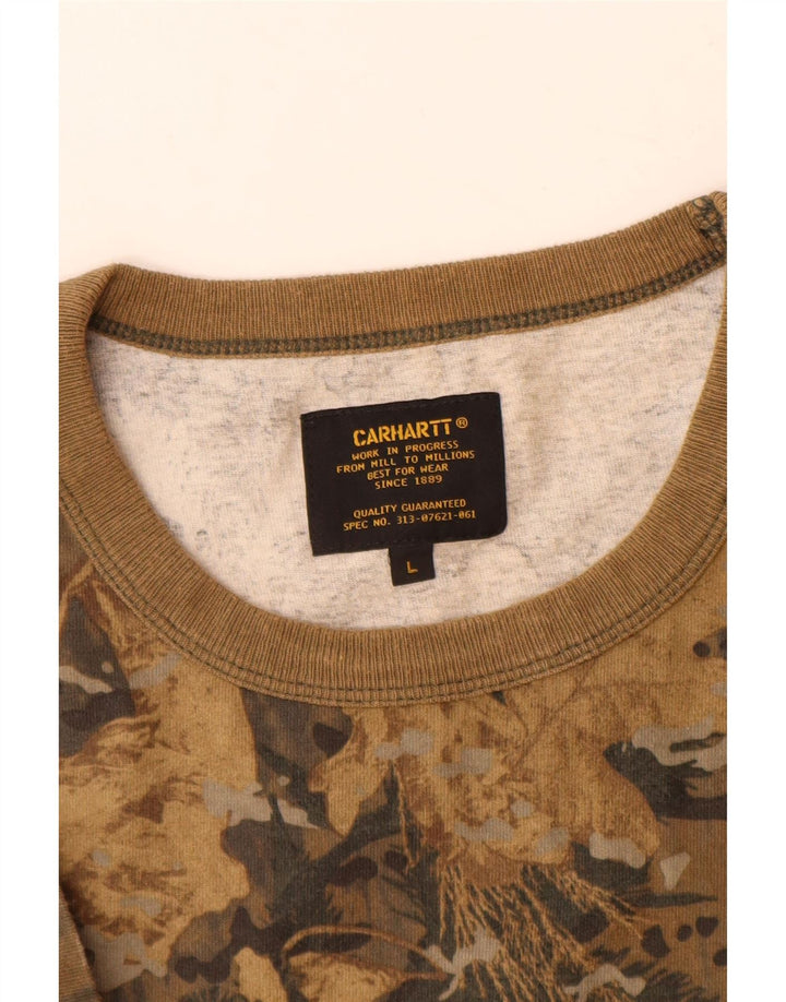 Camiseta masculina Carhartt grande algodão camuflado cáqui