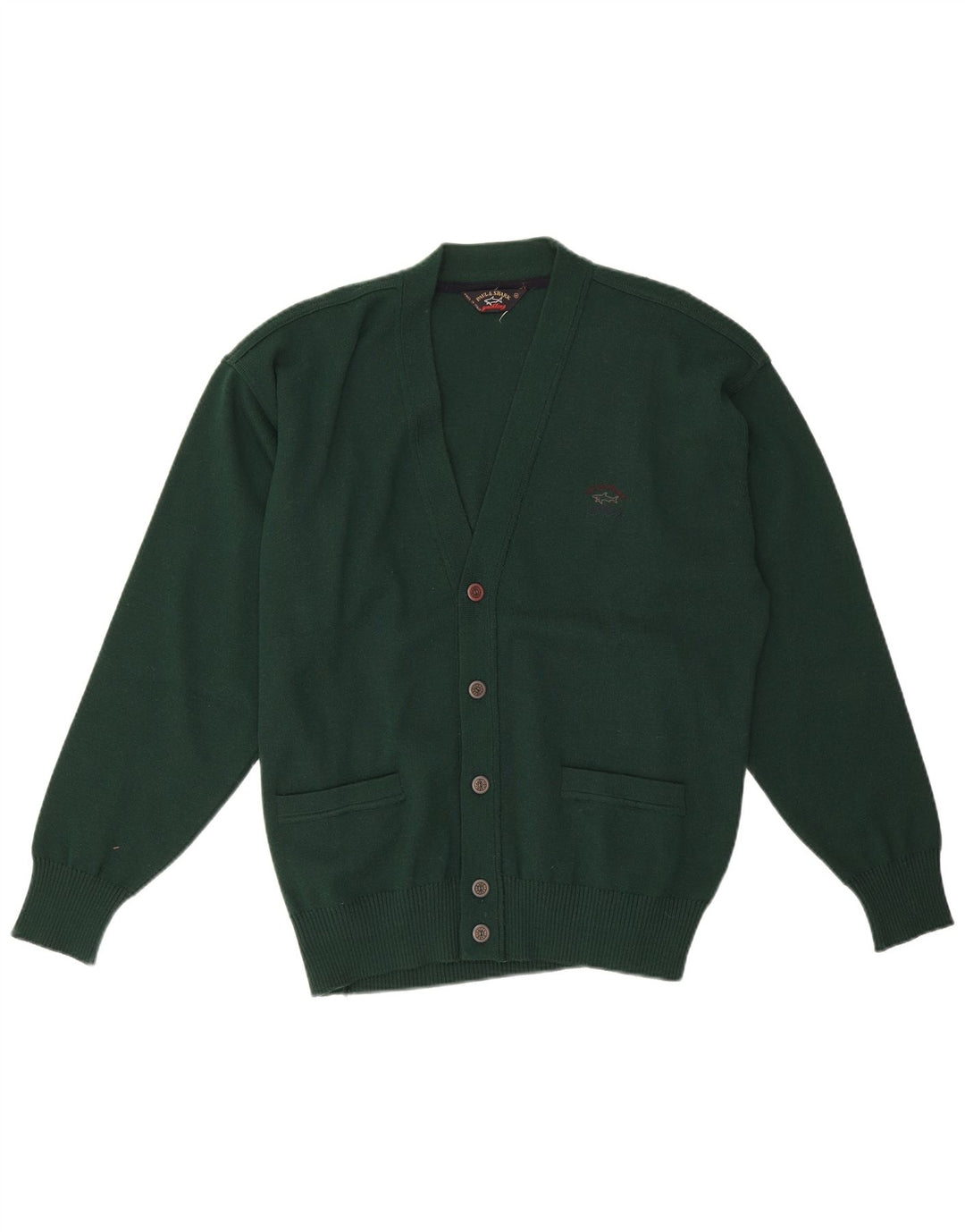 Suéter masculino Paul & Shark Yachting Cardigan de lã verde médio