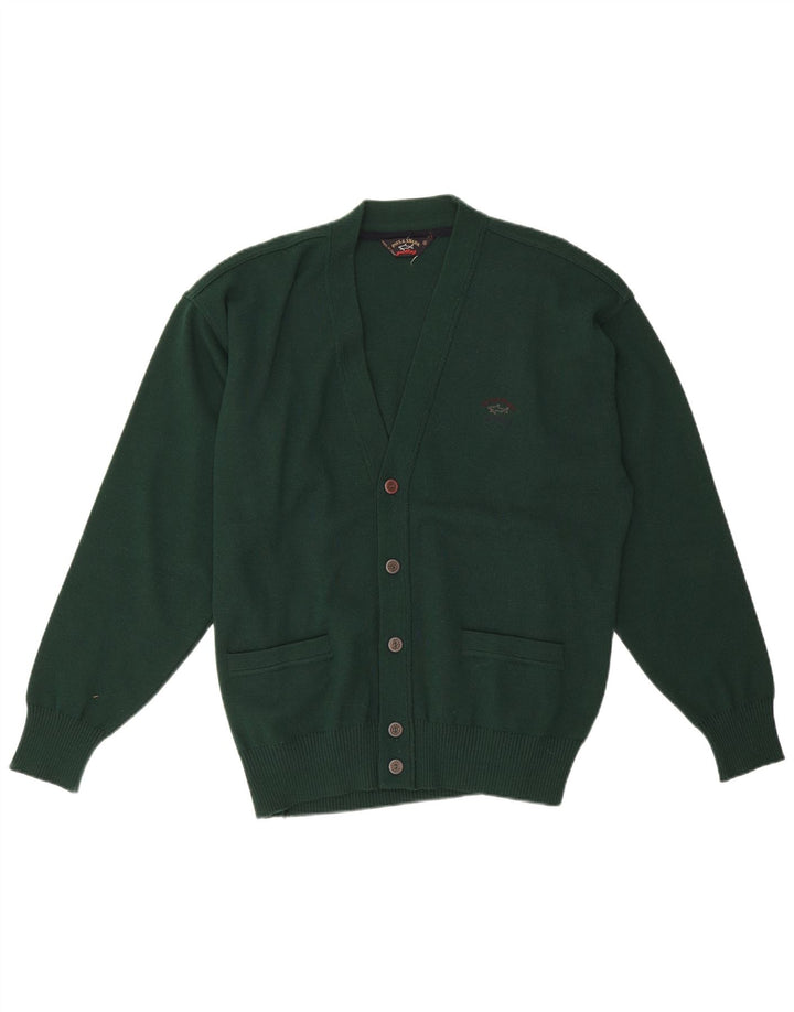 Suéter masculino Paul & Shark Yachting Cardigan de lã verde médio