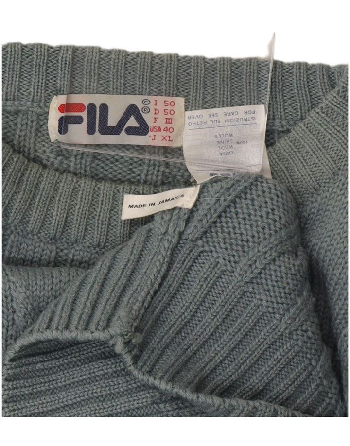 Suéter masculino FILA com ajuste solto e gola redonda IT 50 lã azul médio