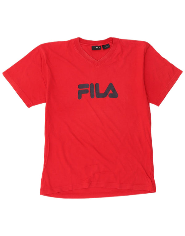 Camiseta masculina gráfica FILA Top grande de algodão vermelho
