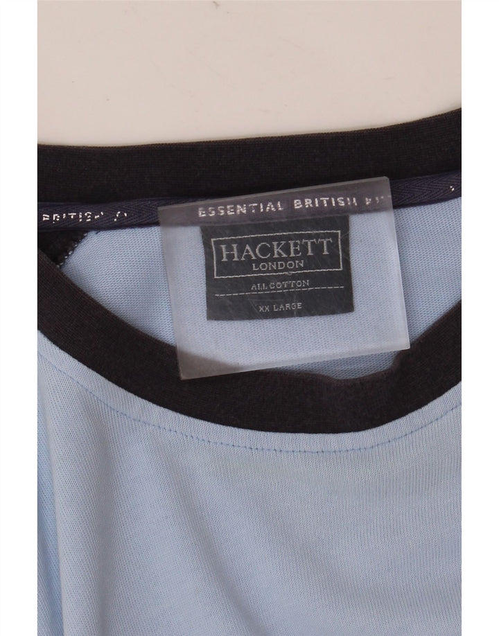 Hackett Camiseta masculina gráfica manga comprida 2XL algodão colorblock azul