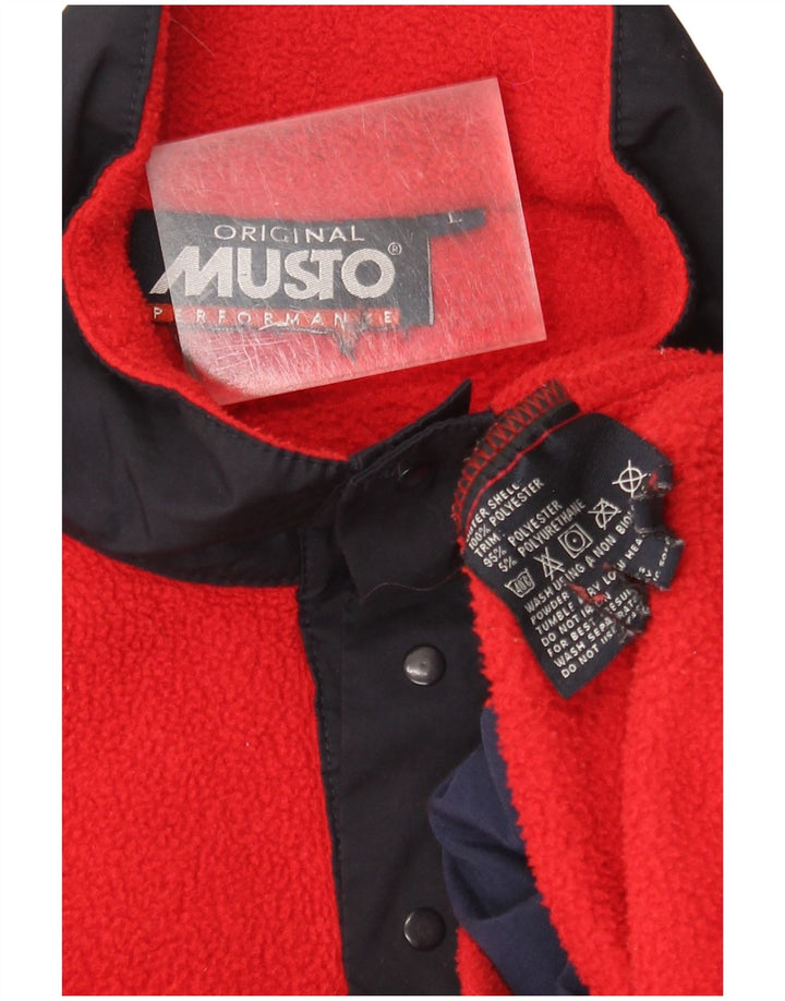 Musto Mens Jumper de lã com botão e pescoço grande poliéster vermelho