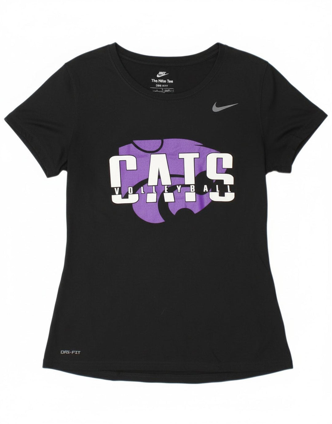 Camiseta feminina Nike Cats Volleyball Graphic Top UK 12 Médio Preto