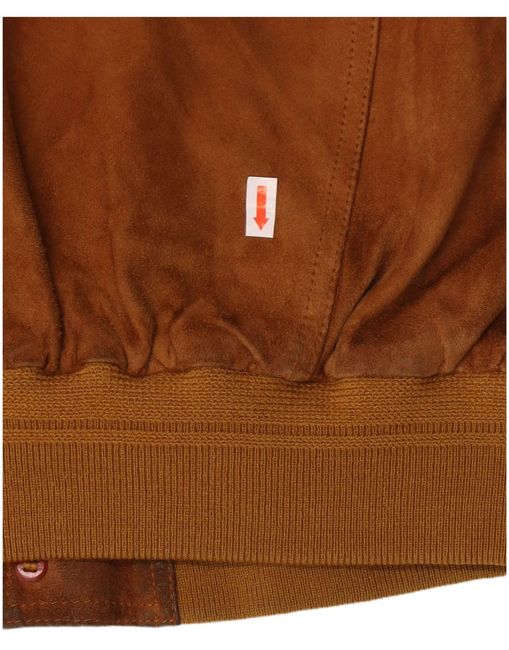 Jaqueta bomber masculina vintage de camurça IT 50 couro bege grande