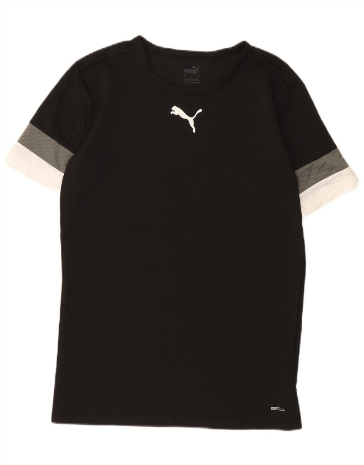 Camiseta masculina Puma pequena preta colorblock poliéster