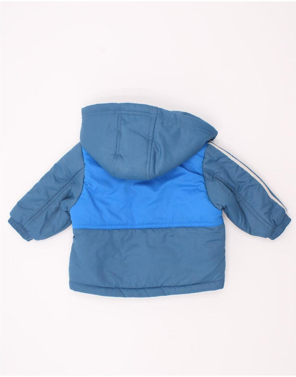 Jaqueta acolchoada com capuz gráfico Adidas para meninos de 3 a 6 meses azul colorblock