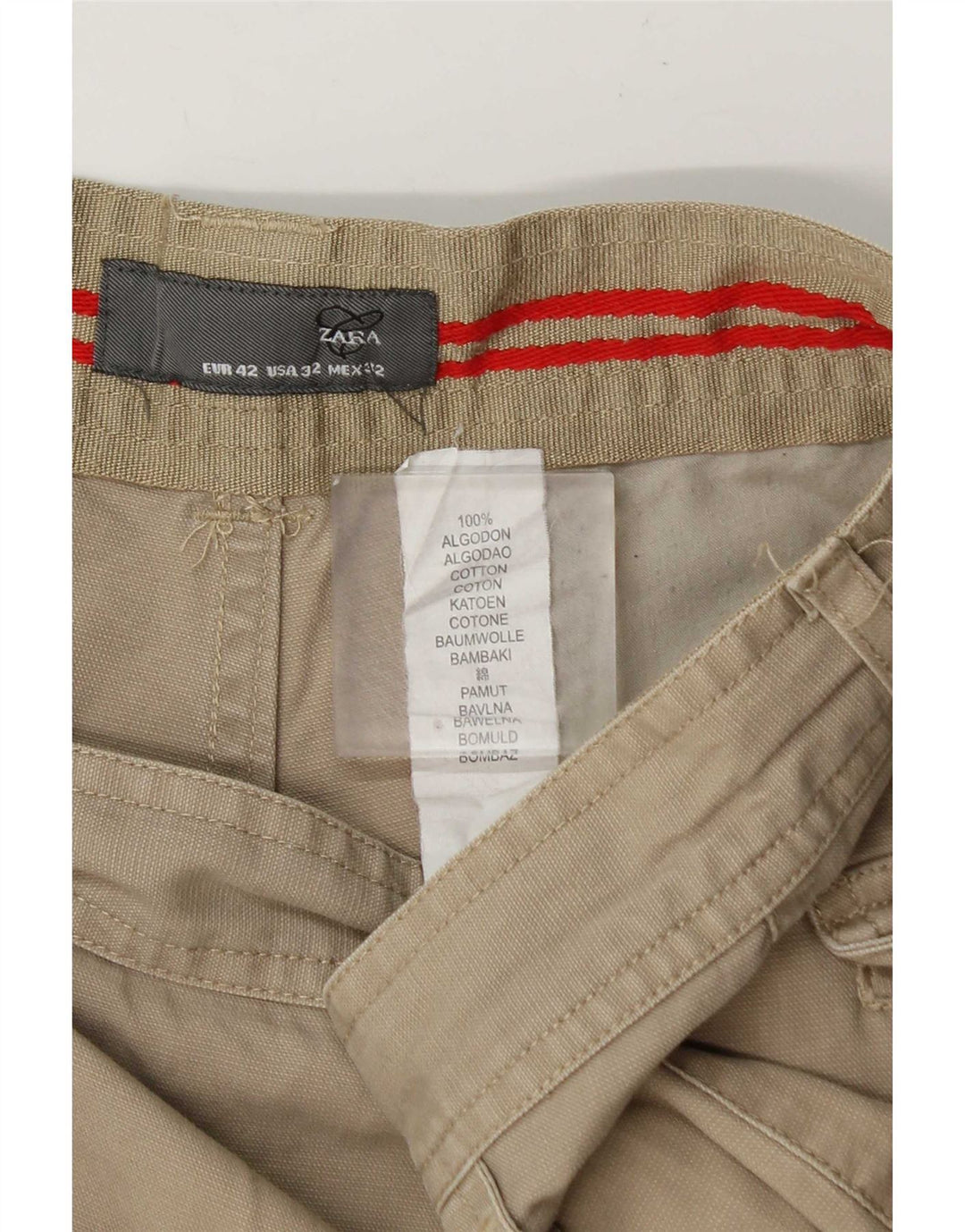Zara Mens Cargo Shorts EU 42 Grande W32 Algodão Bege