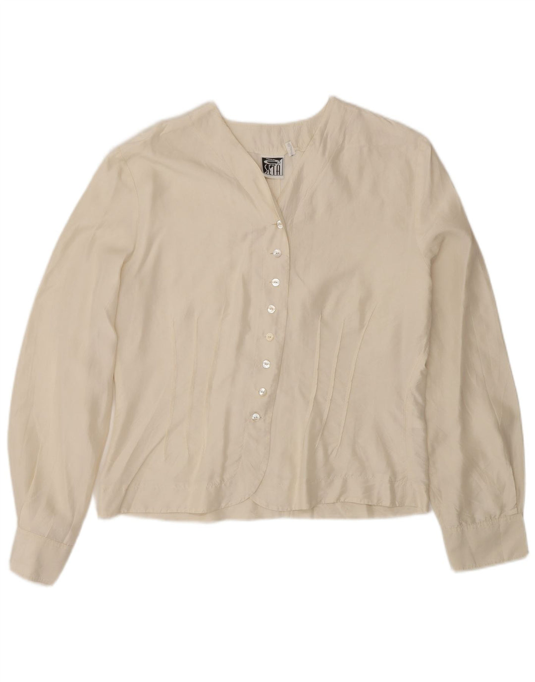 Blusa feminina vintage UK 14 seda branca média