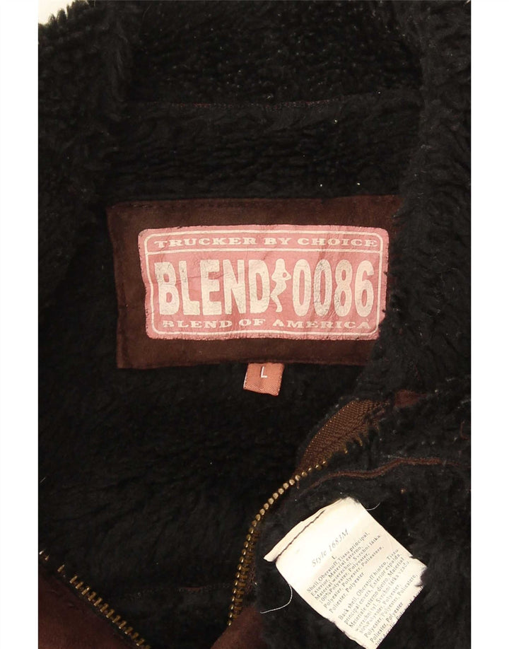 Blend Of America Mens Sherpa Jacket UK 40 Grande Poliéster Marrom