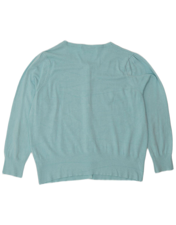 Suéter cardigã feminino Marks & Spencer UK 20 2XL azul viscose