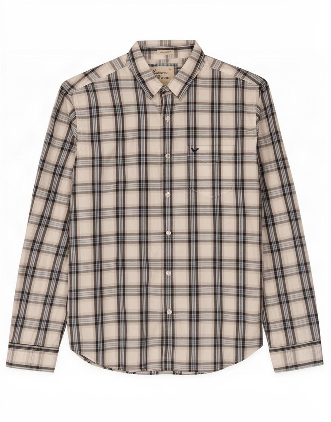 Camisa masculina de ajuste atlético American Eagle XL algodão xadrez branco