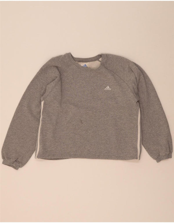 Adidas Womens Sweatshirt Jumper UK 14 Medium Grey Cotton