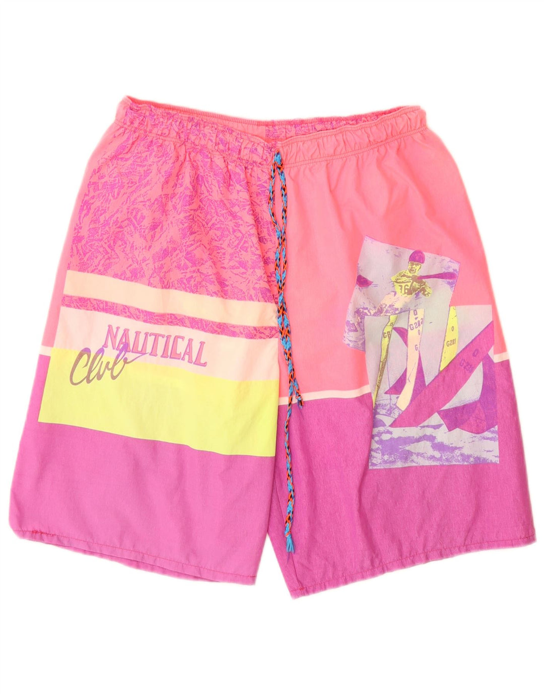Shorts de natação masculino SANTOSTEFANO gráfico IT 52 grande bloco colorido rosa