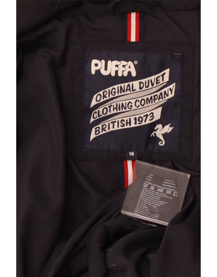 Jaqueta acolchoada feminina PUFFA UK 16 grande poliéster preto