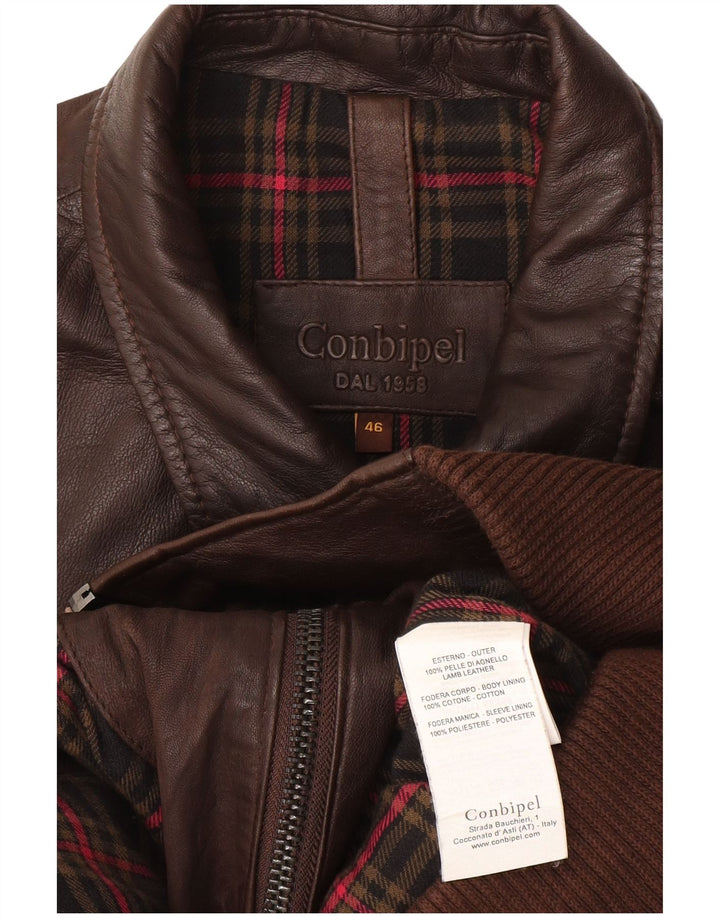 Jaqueta de couro masculina Conbipel IT 46 pequena couro marrom