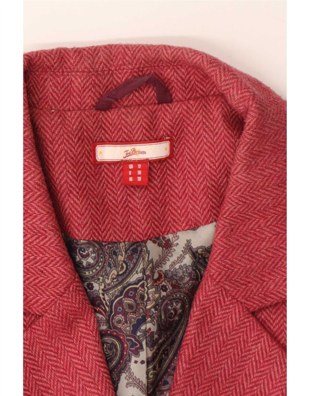 Jaqueta blazer feminina Joe Browns Reino Unido 12 poliéster espinha de peixe rosa médio
