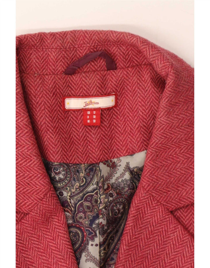 Jaqueta blazer feminina Joe Browns Reino Unido 12 poliéster espinha de peixe rosa médio
