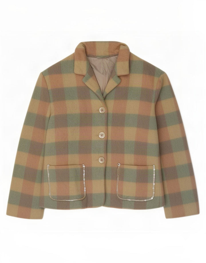 Jaqueta blazer feminina Daniel Hechter manga 3/4 Reino Unido 14 grande multicolorida