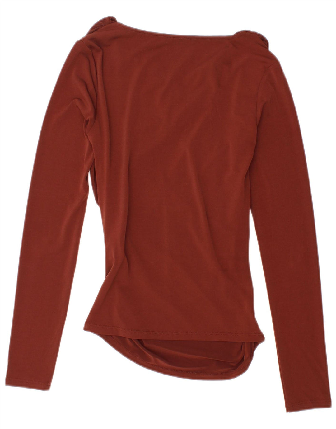 Top feminino Zara manga comprida UK 8 pequeno poliéster marrom