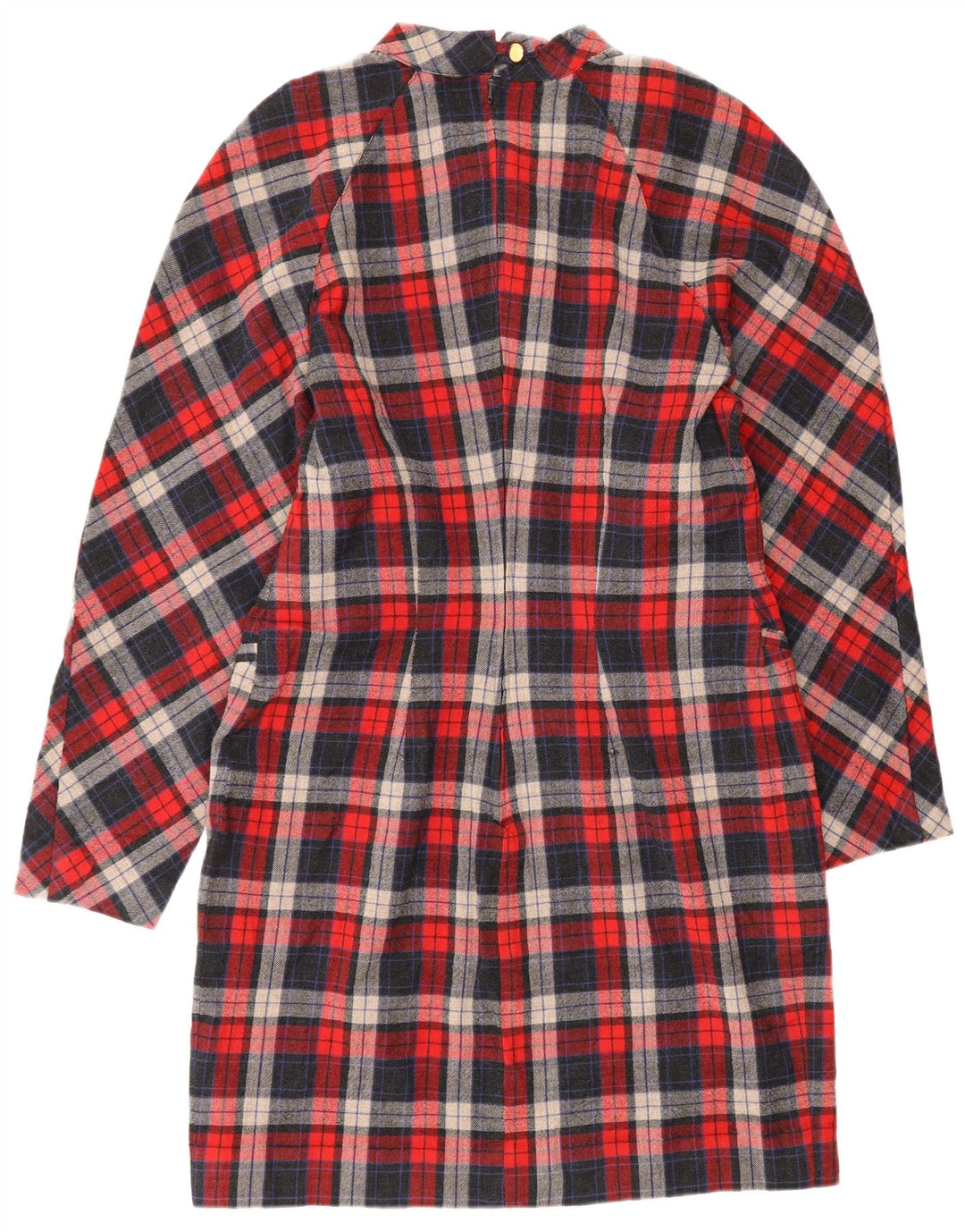 Vestido feminino vintage de manga comprida IT 46 xadrez vermelho grande