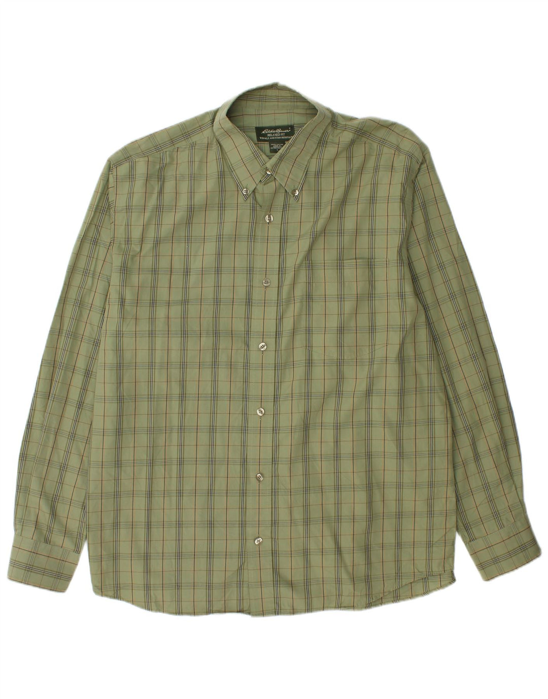 EDDIE BAUER Camisa masculina de ajuste relaxado, grande algodão xadrez verde