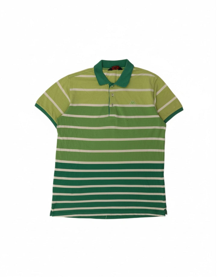 Camisa polo masculina KAPPA grande algodão listrado verde