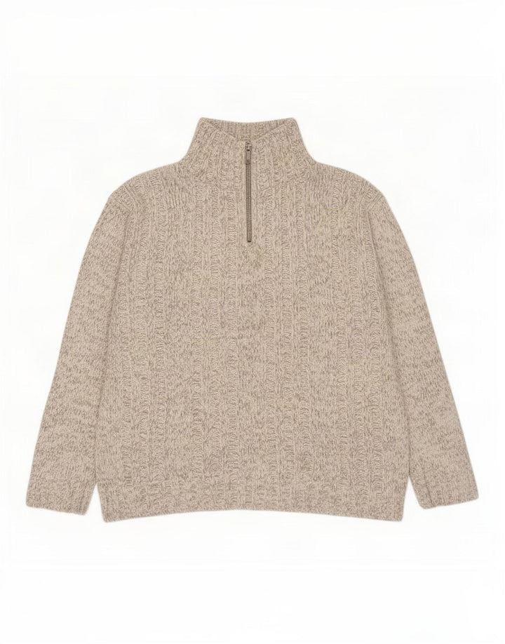 Suéter masculino Marks & Spencer Blue Harbor com zíper e gola grande branco