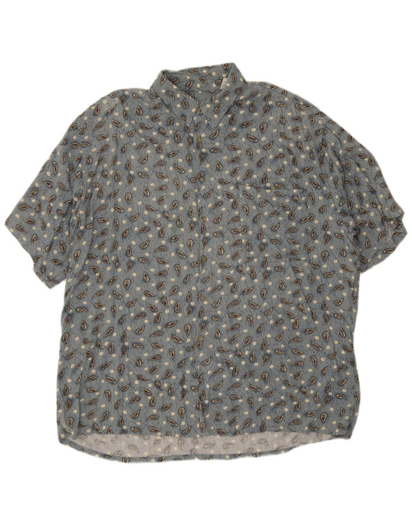 Camisa masculina de manga curta Pierre Cardin XL azul Paisley Rayon