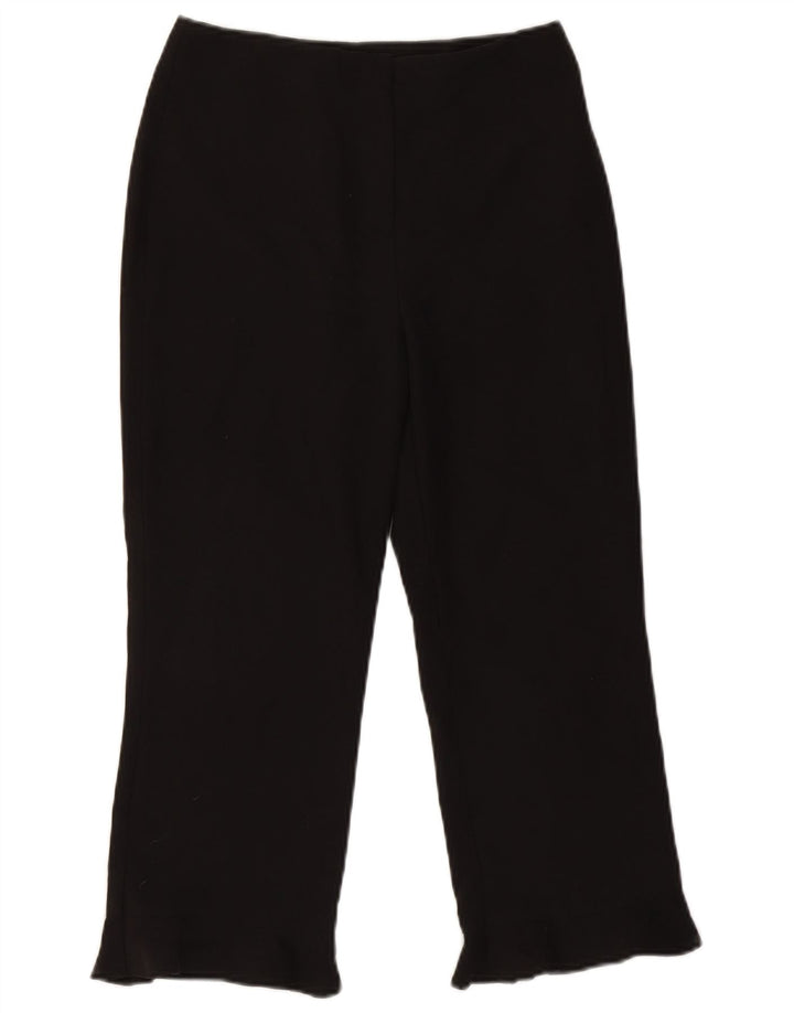 Calça capri feminina Topshop Reino Unido 8 pequena W27 L22 poliéster preto