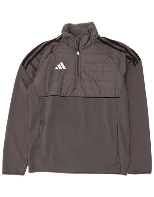 ADIDAS Masculino Aeroready Zip Neck Moletom Jumper Pequeno Cinza Poliéster