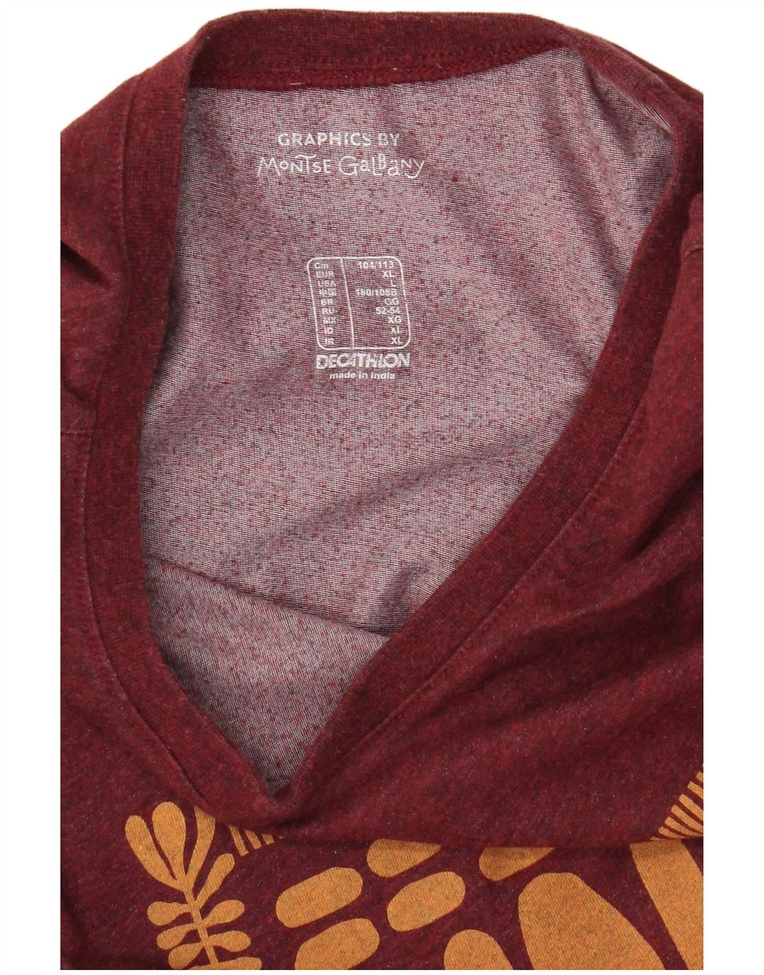 Camiseta gráfica masculina Decathlon Top grande Borgonha