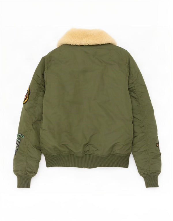 Jaqueta Bomber Feminina Alpha Industries Reino Unido 6 XS Verde Nylon