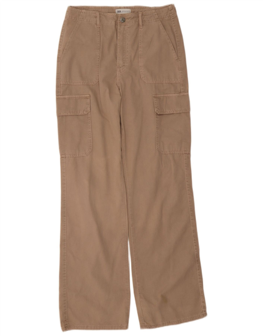 Calça cargo reta feminina Zara UE 38 pequena W28 L33 bege