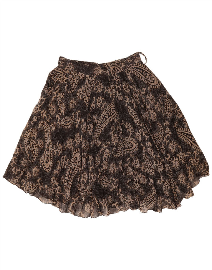 VINTAGE Womens A-Line Skirt Medium W28 Black Paisley Viscose