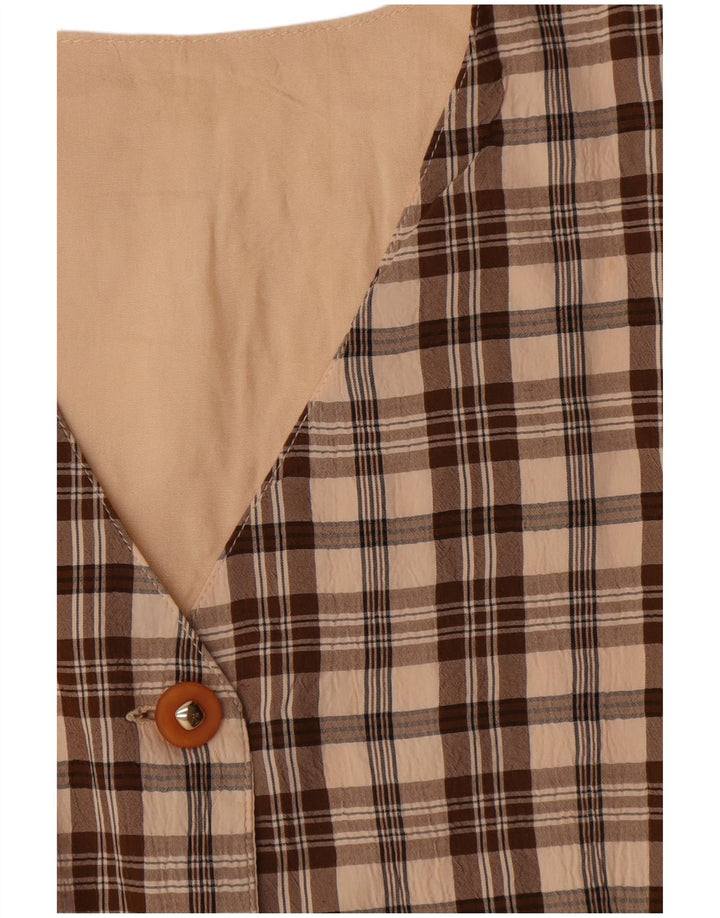 Colete feminino vintage UK 12 xadrez bege médio