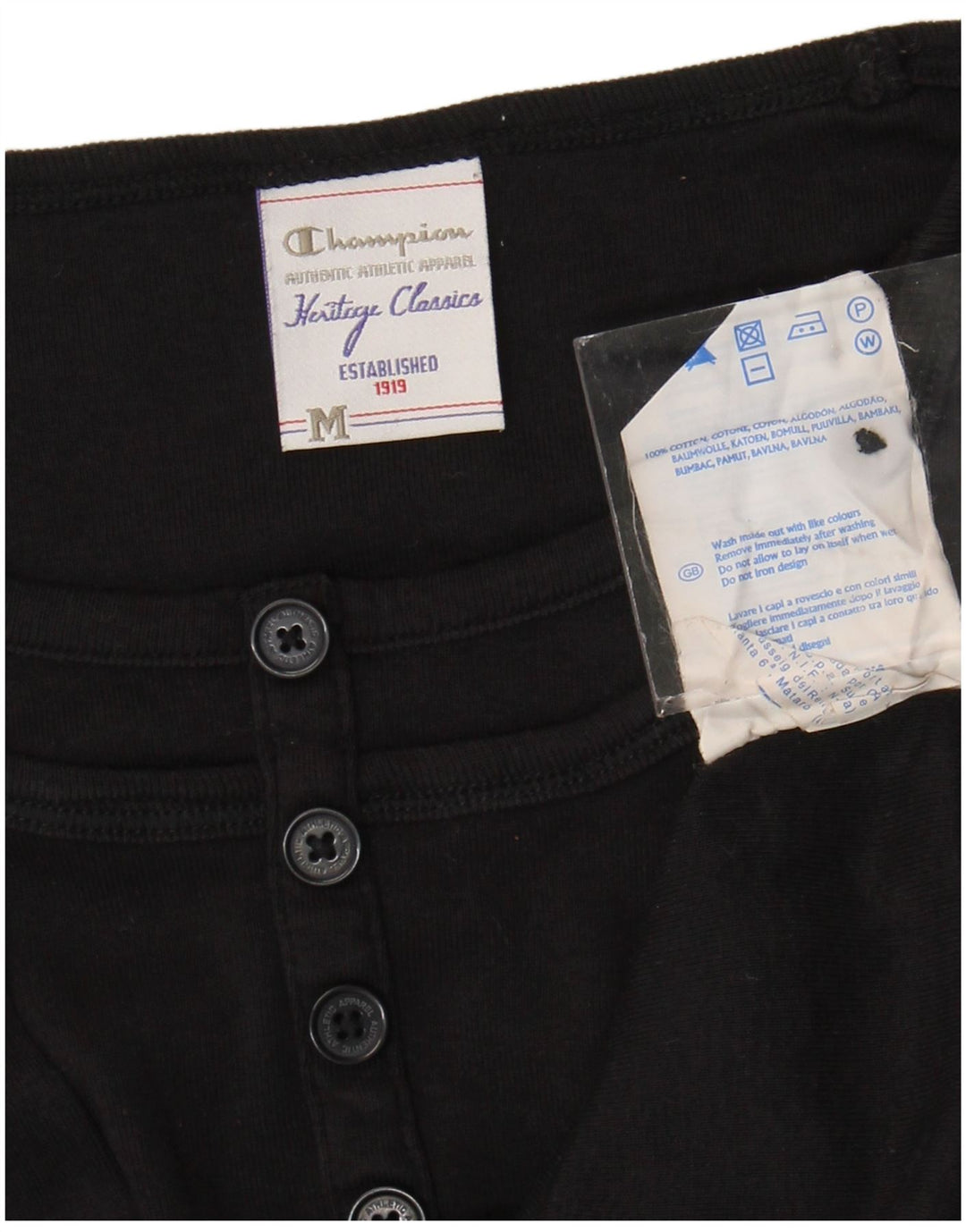 Campeão feminino Heritage Classics Top manga comprida Reino Unido 12 algodão preto médio