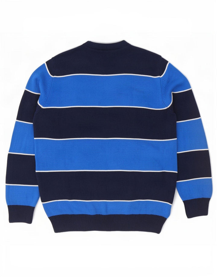 Suéter masculino Chaps com gola redonda, grande algodão listrado azul marinho
