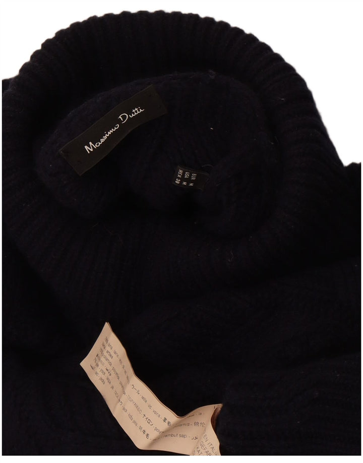 Suéter feminino Massimo Dutti com gola redonda Reino Unido 14 lã azul marinho médio