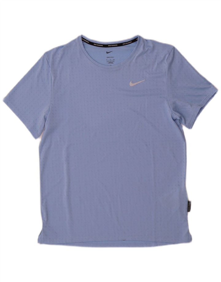 Camiseta masculina Nike Dri Fit Top pequeno poliéster manchado azul