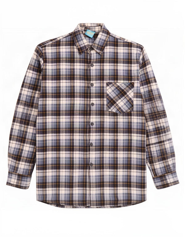 Camisa masculina de flanela longa Perth XL azul xadrez algodão