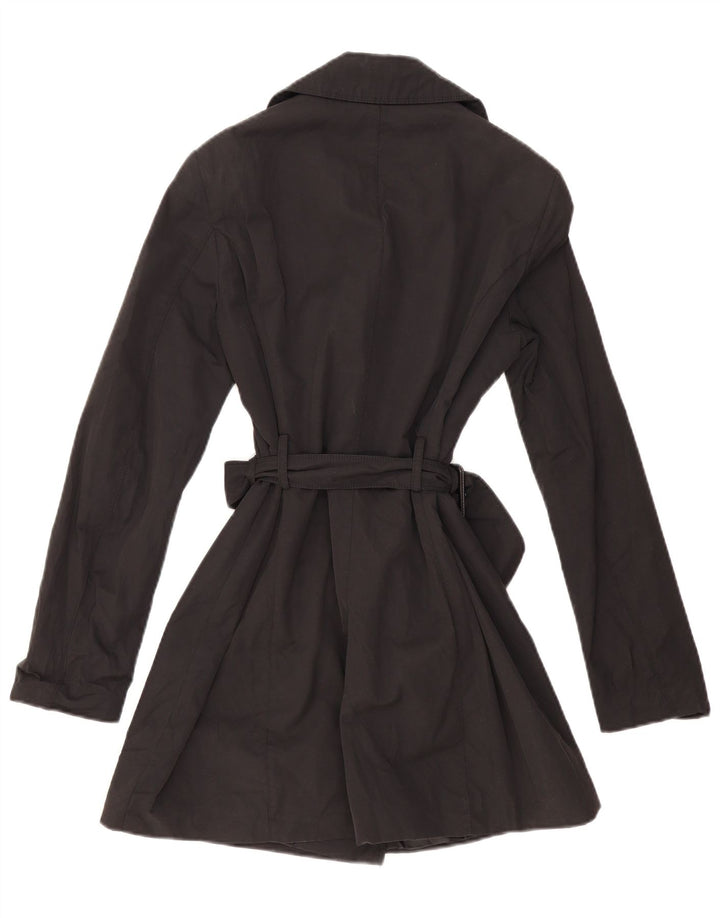 Trench Coat feminino Benetton UK 12 médio algodão preto