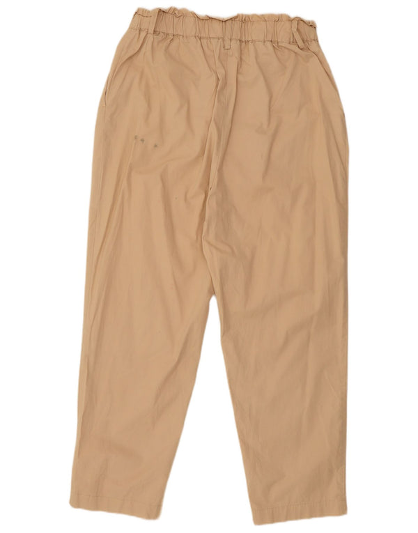 Zara Calça feminina casual cintura alta cônica grande W30 L26 algodão bege