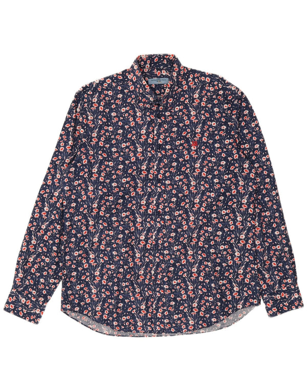 Camisa masculina Harmont & Blaine XL azul marinho floral algodão