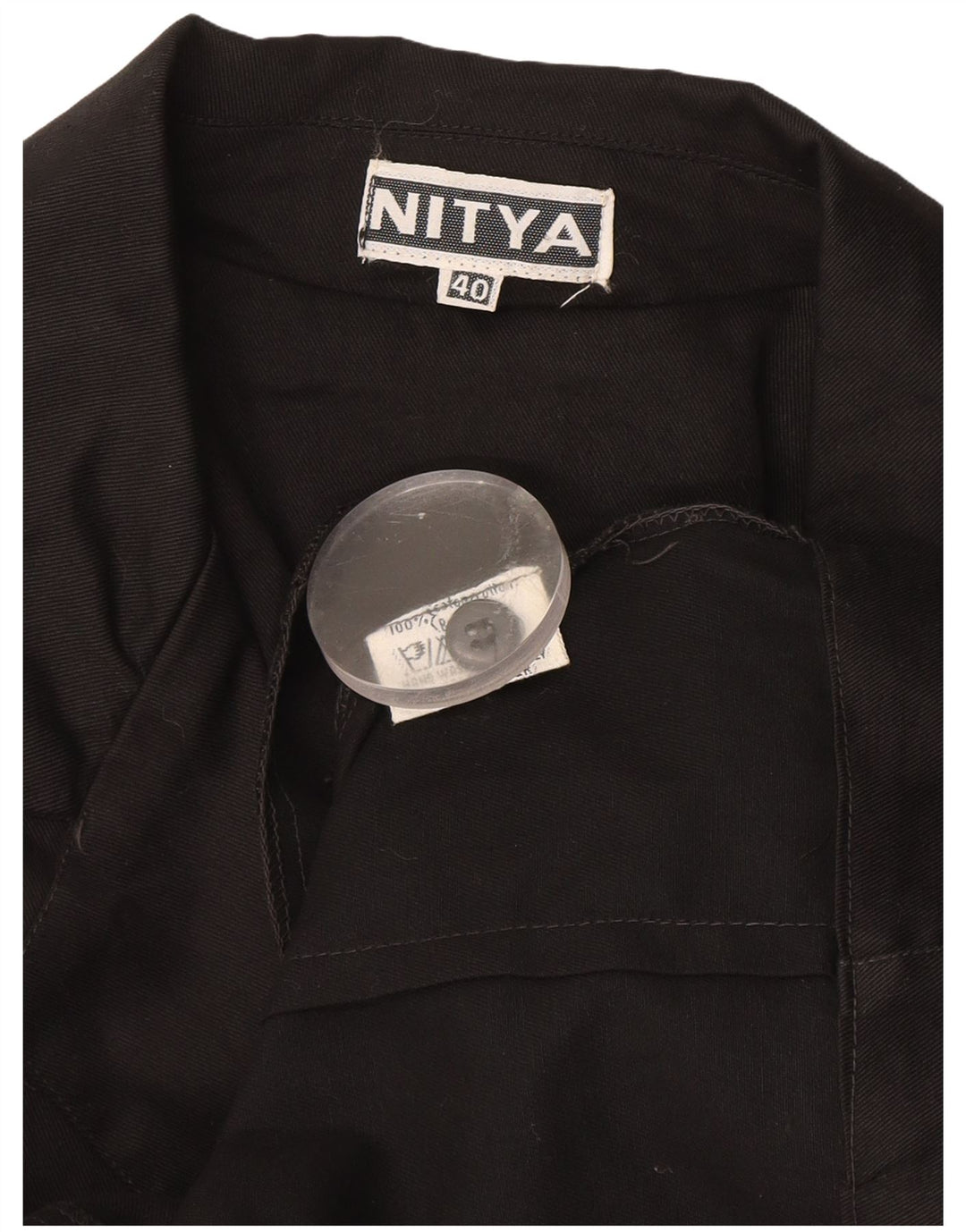 Jaqueta blazer feminina Nitya com 3 botões e manga 3/4 IT 40 algodão preto pequeno