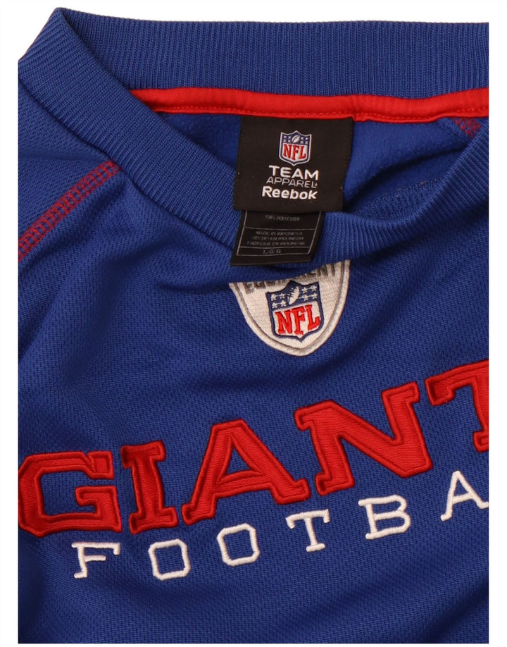 REEBOK Masculino Giants Graphic Top Manga Longa Grande Poliéster Azul