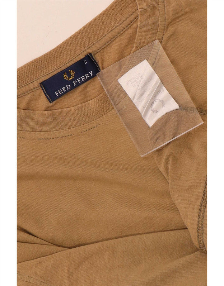 Camiseta masculina Fred Perry top pequeno algodão bege