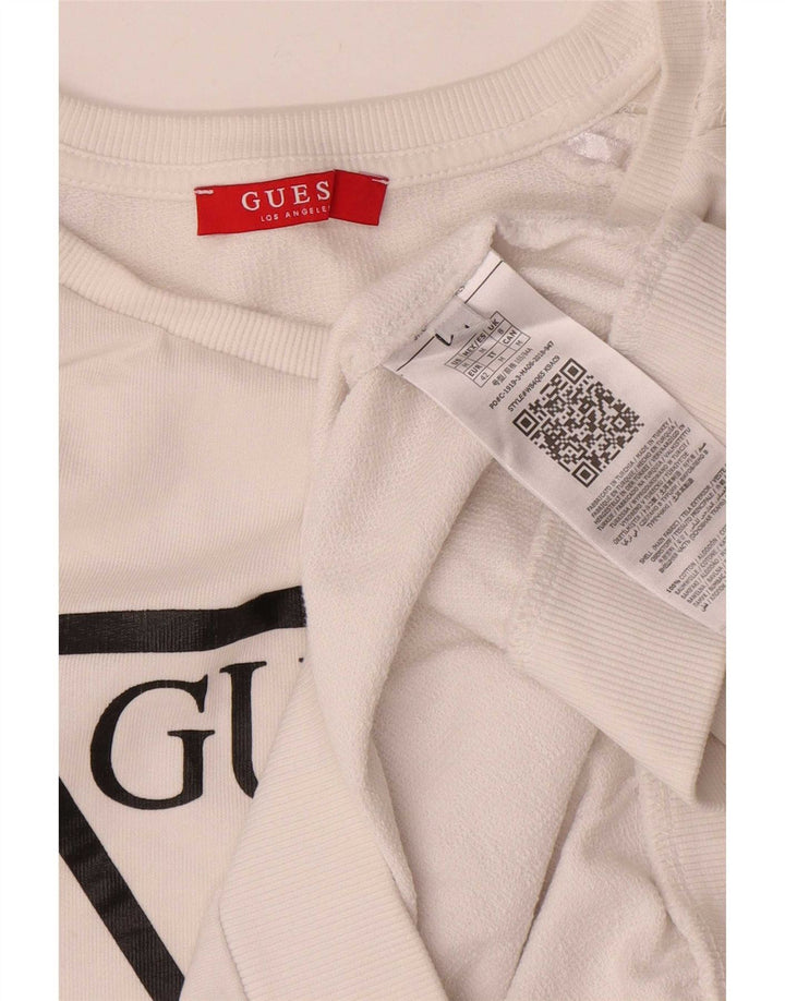 Guess moletom feminino gráfico jumper UK 8 pequeno poliamida branca